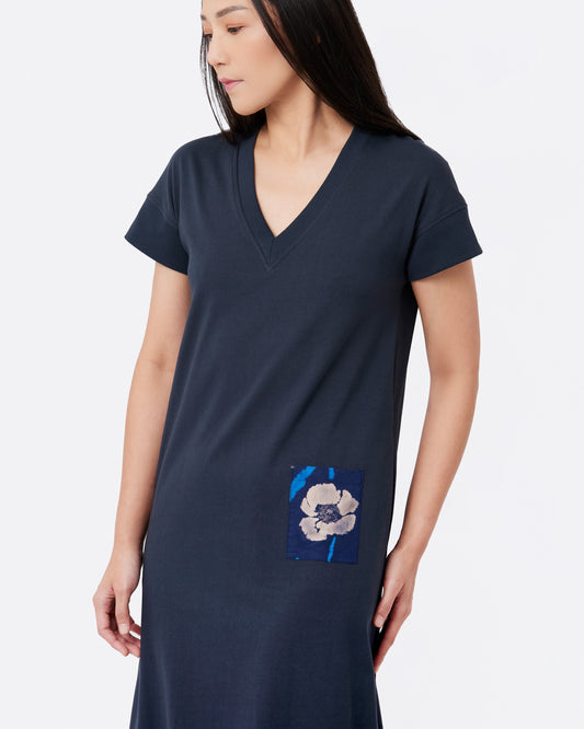 Navy Cotton Jersey Maxi Dress