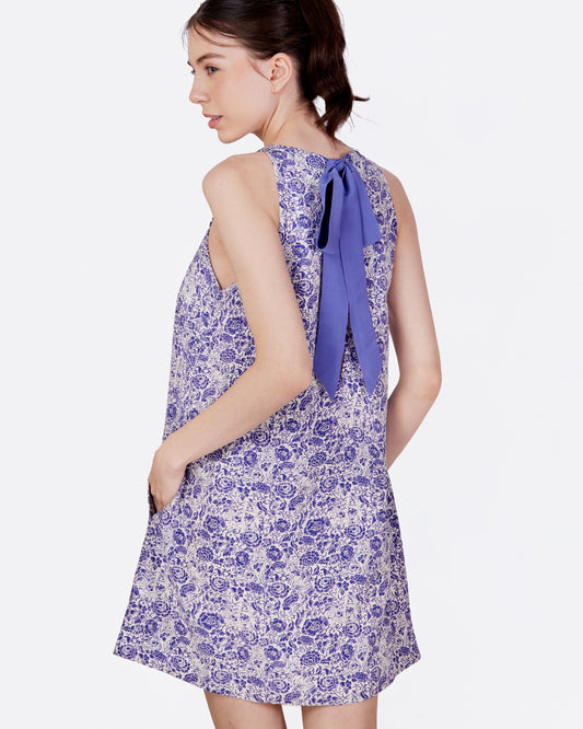 Porcelain Cat Classic Silk Blend Mini Dress