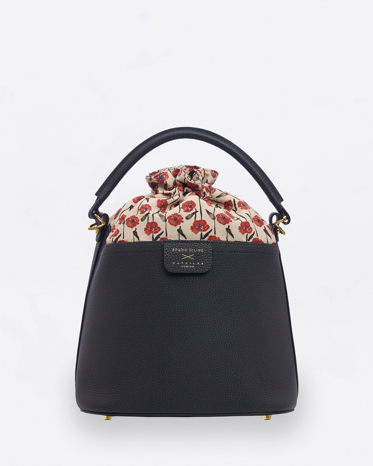 Dancing Poppies Bucket Bag Black