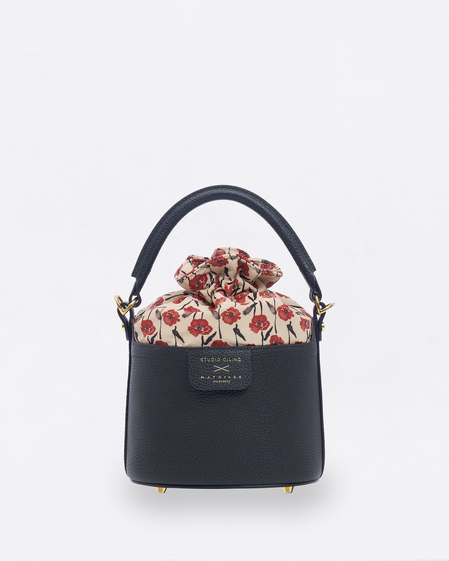 Dancing Poppies Mini Bucket Bag Black