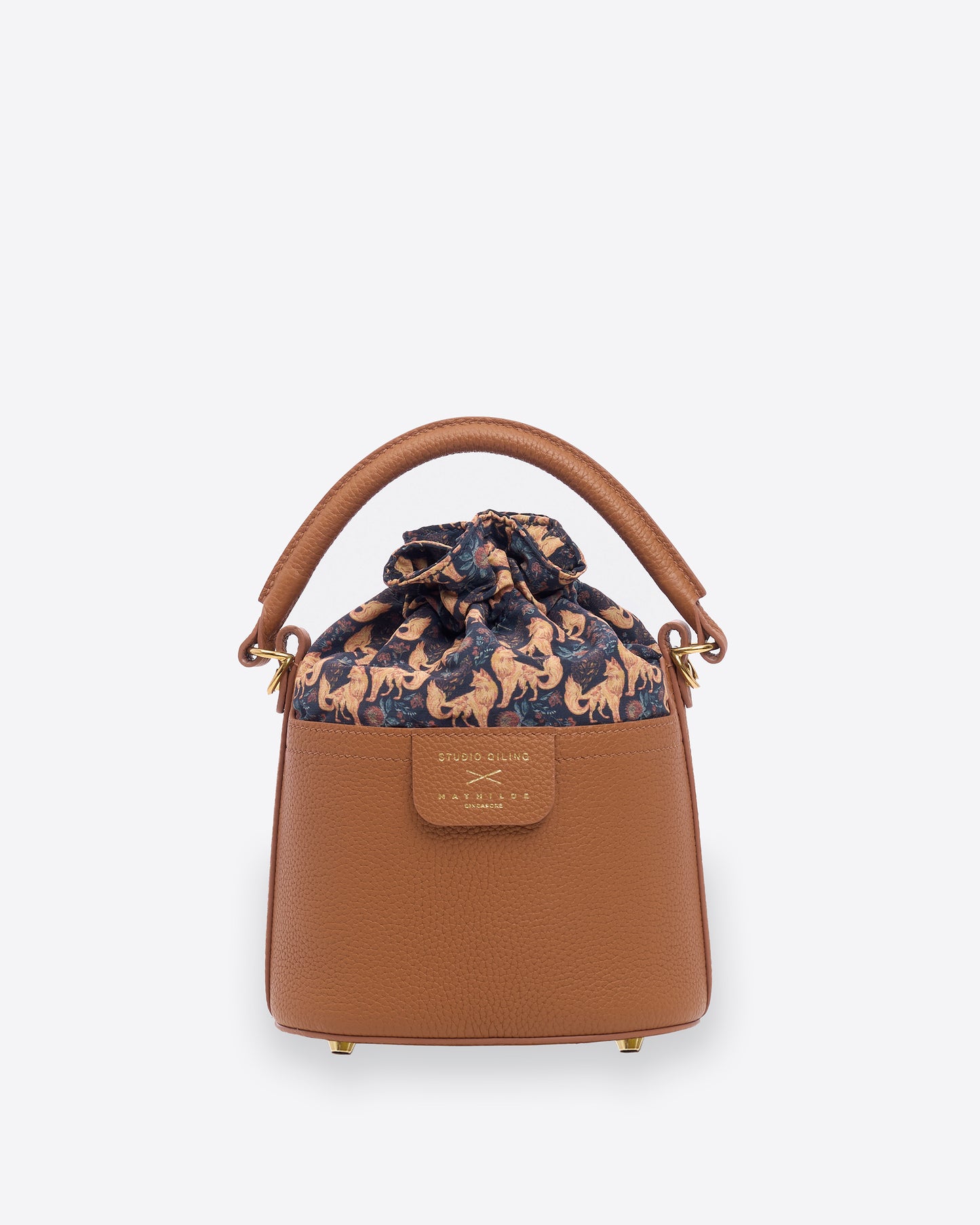 Kitsune Marquetry Mini Bucket Bag Brown