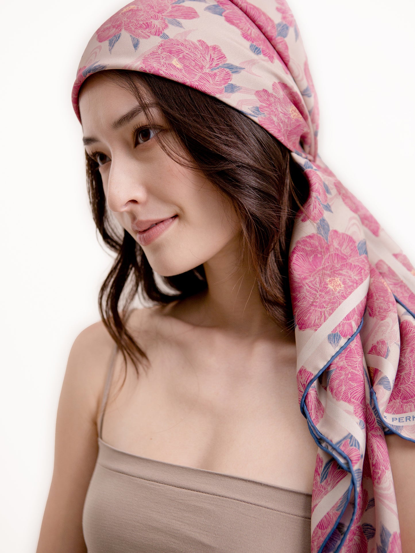 Peony Lavender Blush Double Side Silk Scarf 100