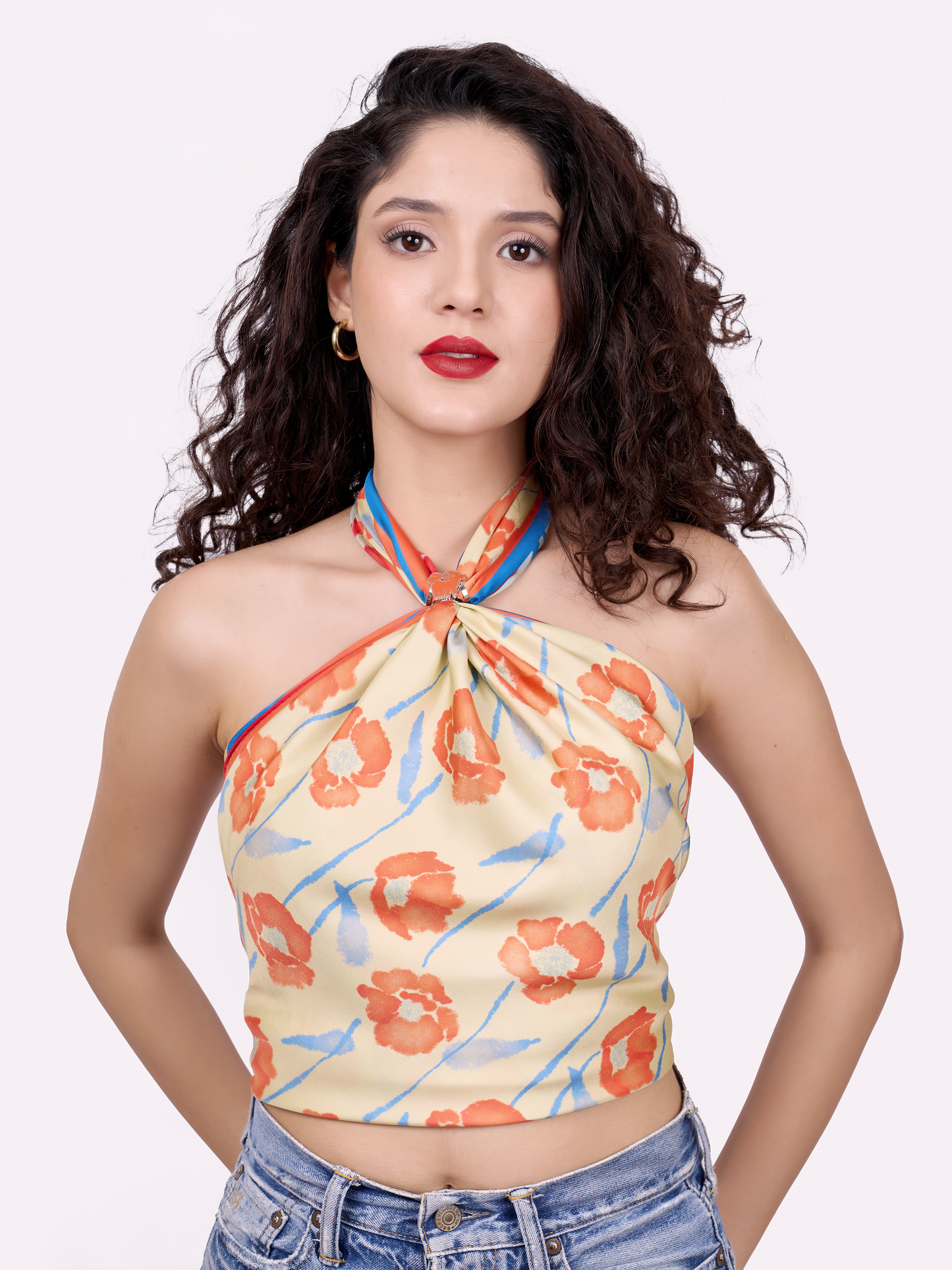 Dancing Poppies Summer Mist Double Side Silk Scarf 100