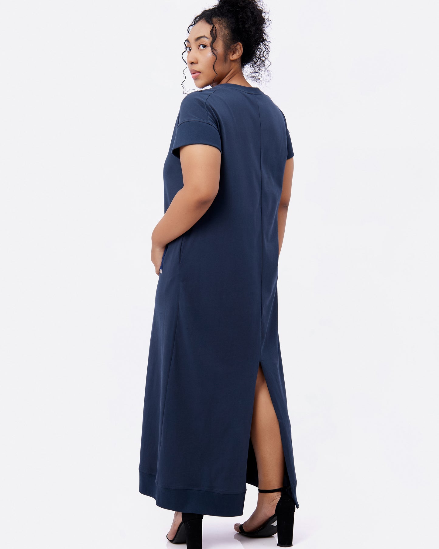 Navy Cotton Jersey Maxi Dress