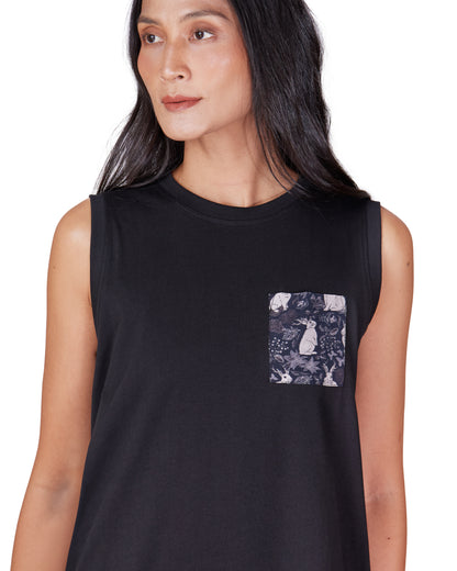 Black Cotton Jersey Tank Dress