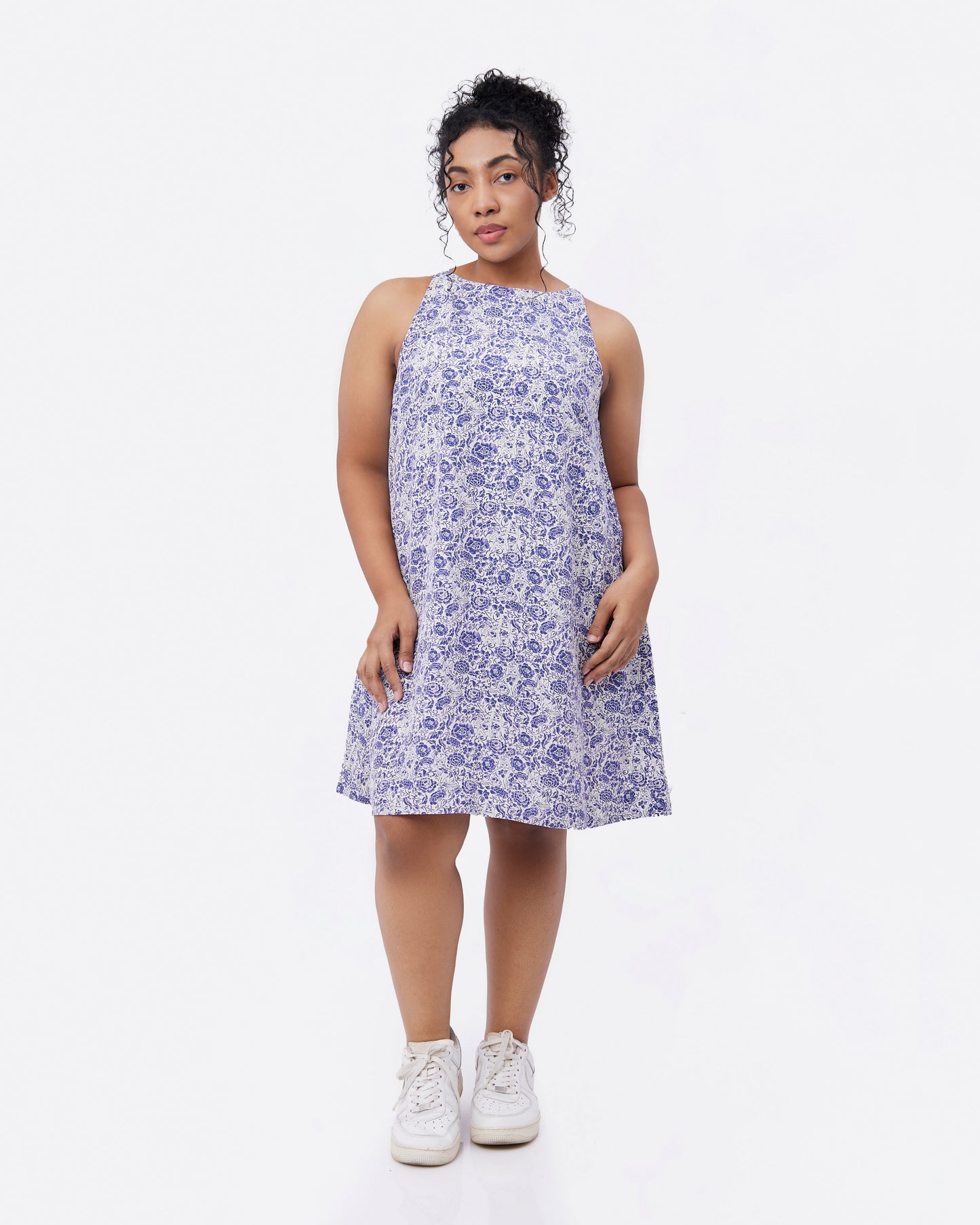 Porcelain Cat Classic Silk Blend Mini Dress