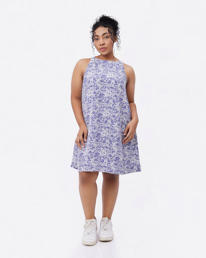 Porcelain Cat Classic Silk Blend Mini Dress