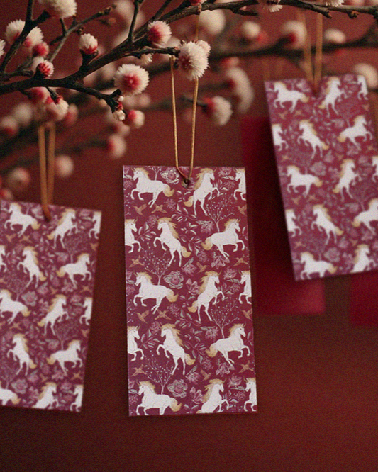 Studio Qiling Spring Unicorn Fortune Draw event poster with colorful unicorn and Chinese New Year themes.