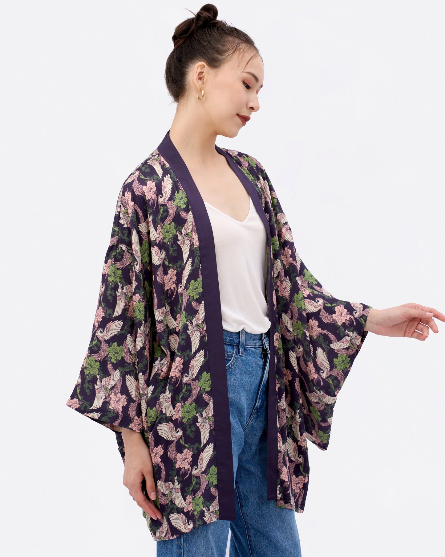 Phoenix Pink Sage Silk Blend Kimono