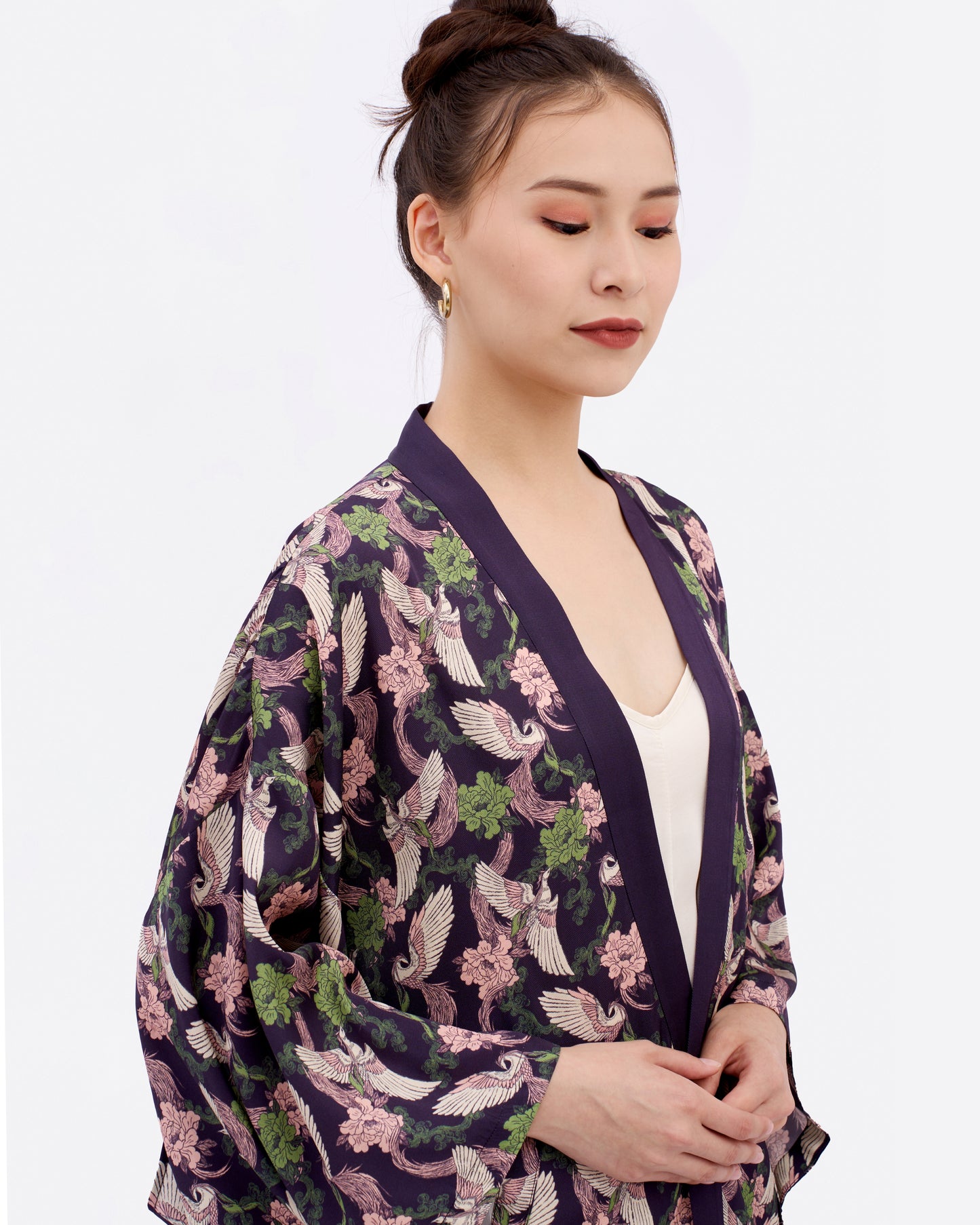 Phoenix Pink Sage Silk Blend Kimono