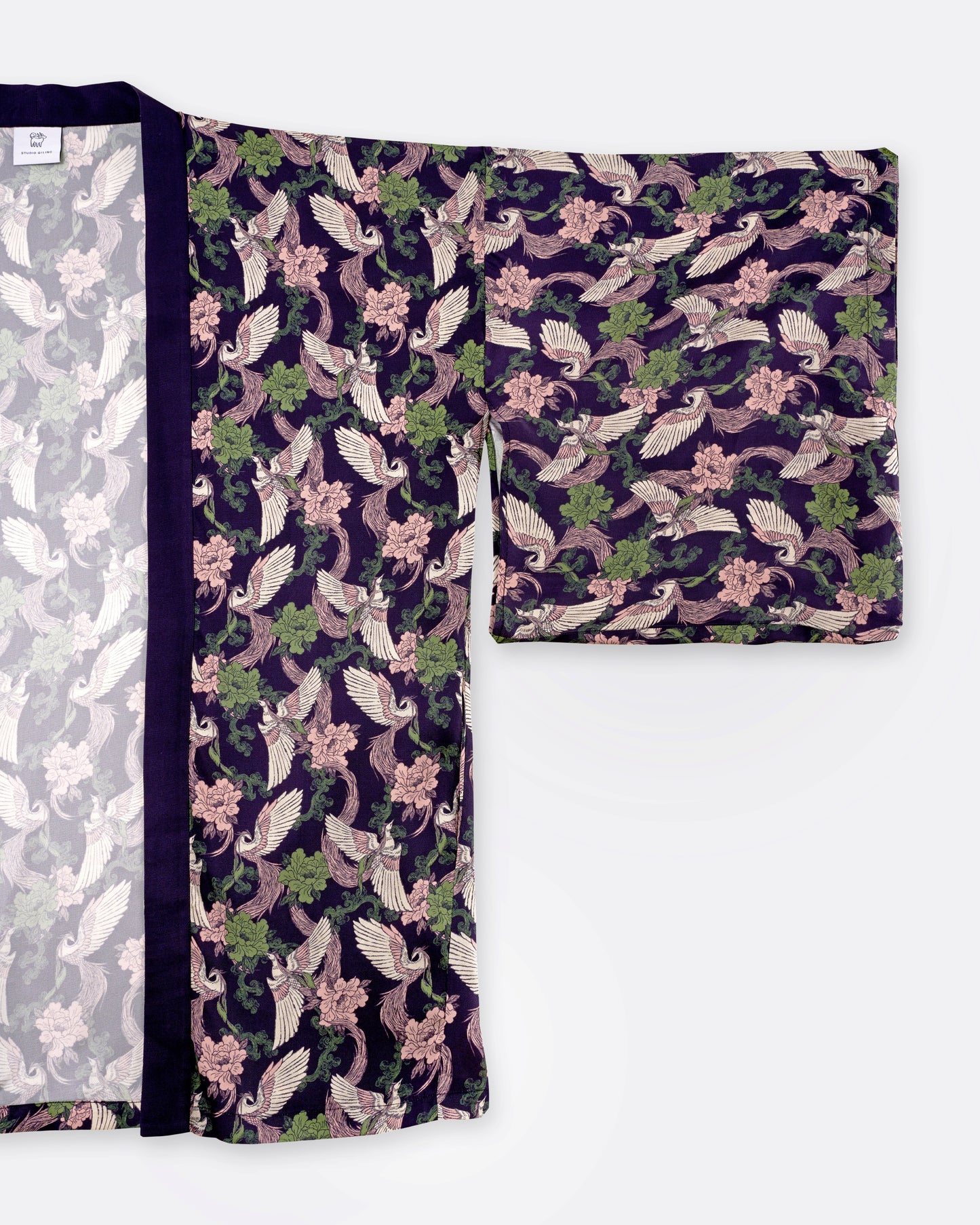 Phoenix Pink Sage Silk Blend Kimono