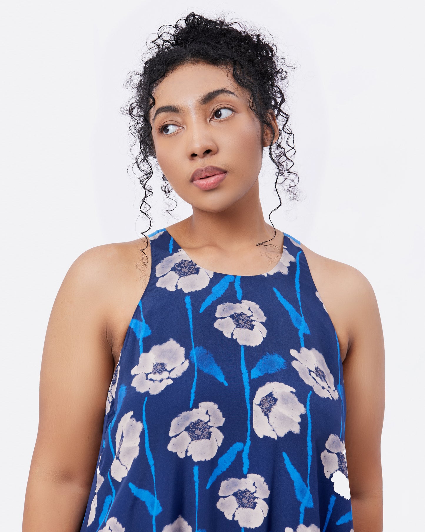 Dancing Poppies Moonlight Reversible Silk Blend Maxi Dress