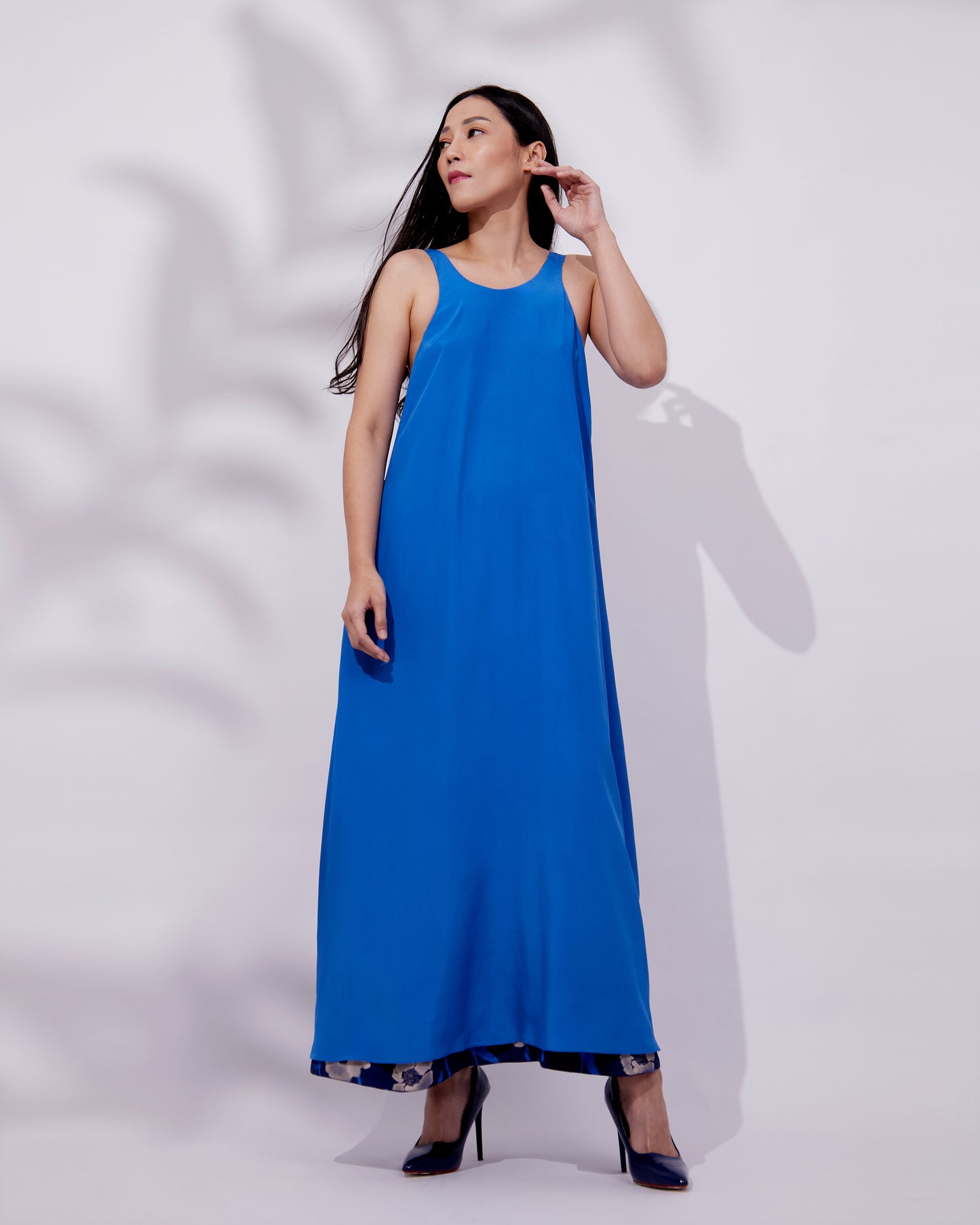 Dancing Poppies Moonlight Reversible Silk Blend Maxi Dress