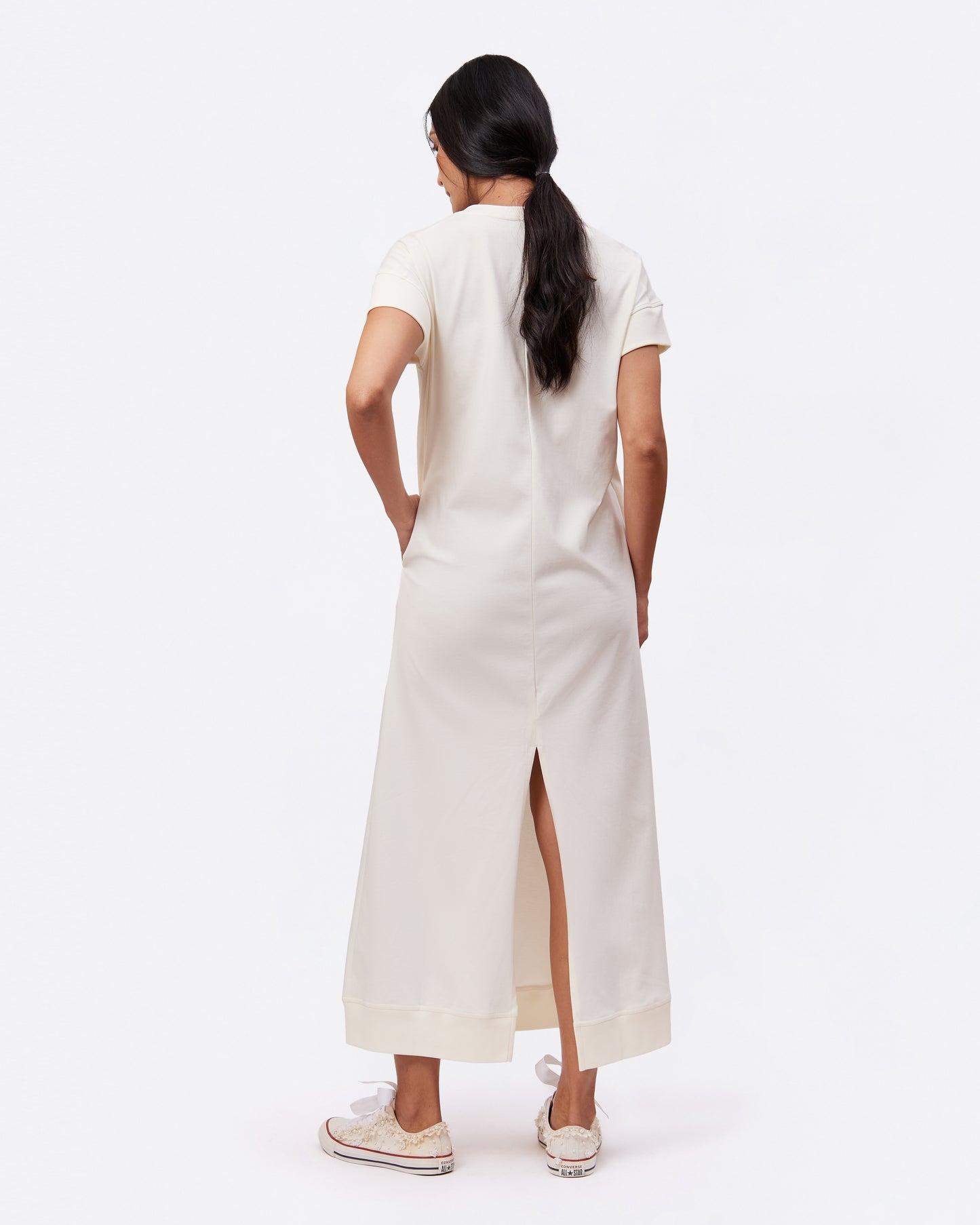 Off White Cotton Jersey Maxi Dress