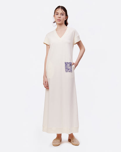 Off White Cotton Jersey Maxi Dress