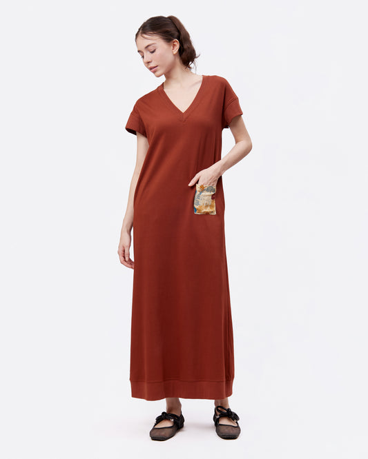 Umber Cotton Jersey Maxi Dress
