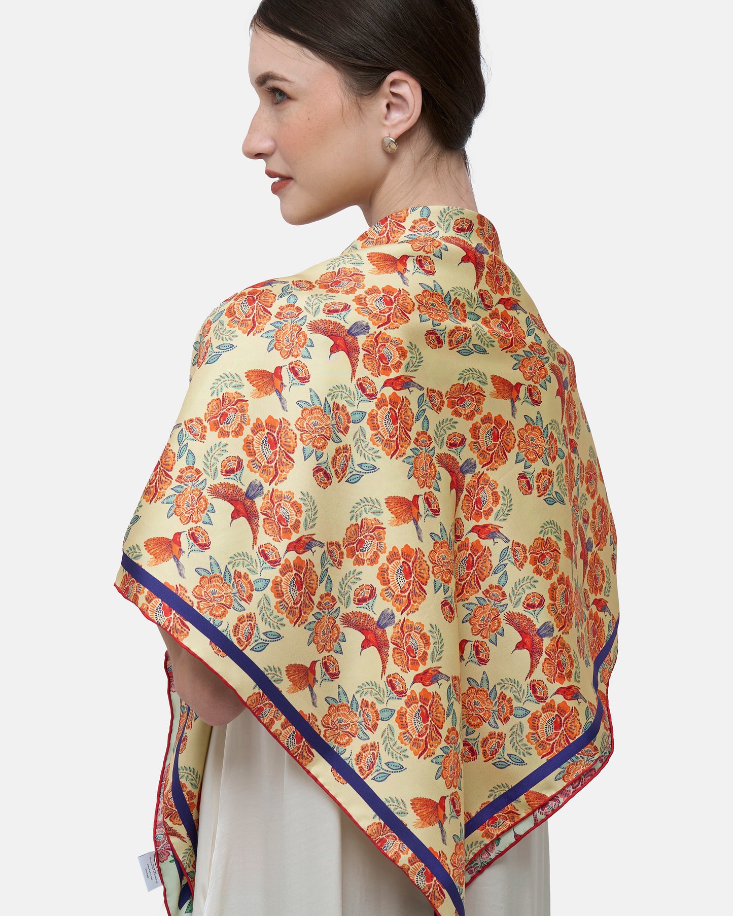 Crimson Sunbird Mint Sunrise Double Side Silk Scarf 100