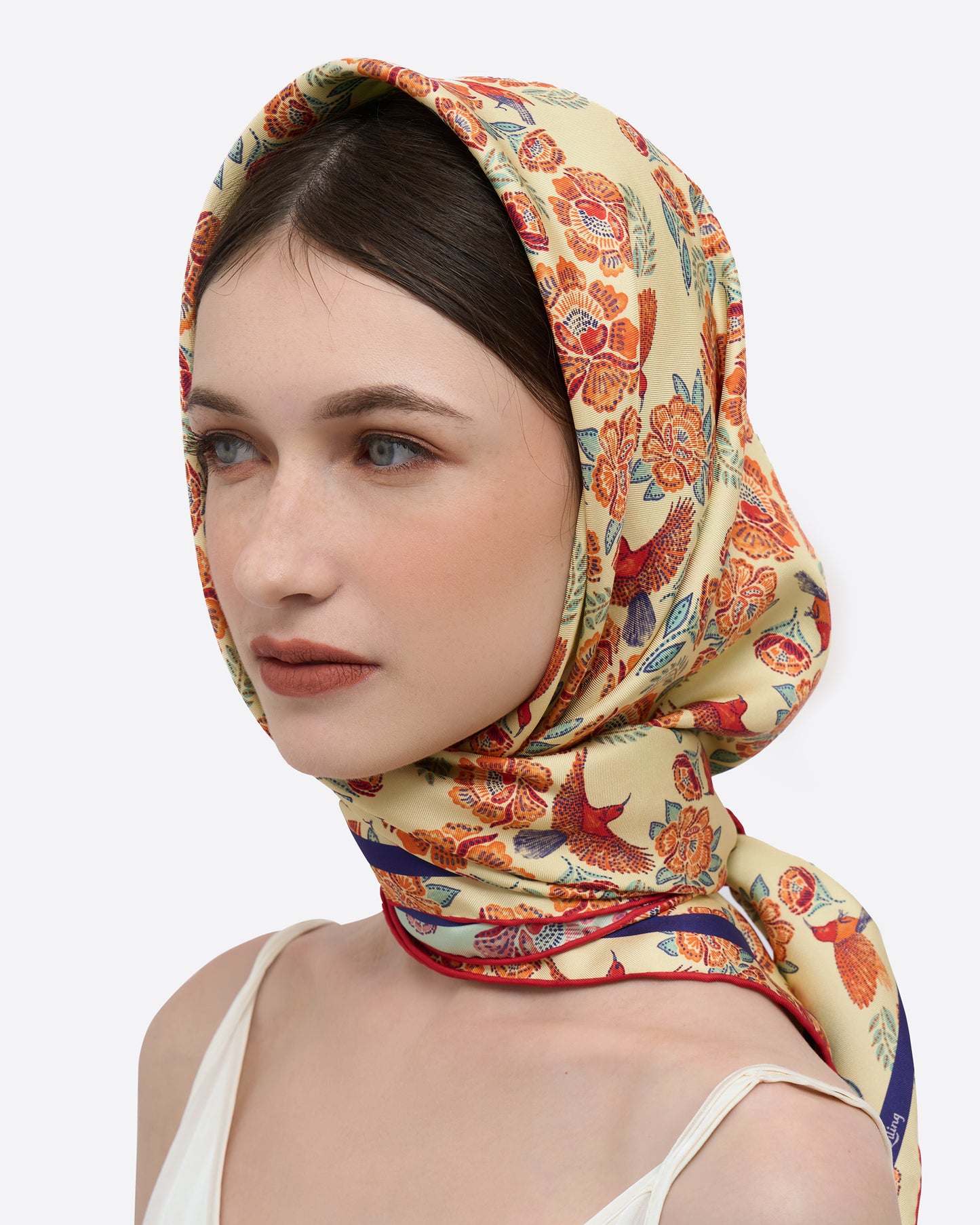 Crimson Sunbird Mint Sunrise Double Side Silk Scarf 100