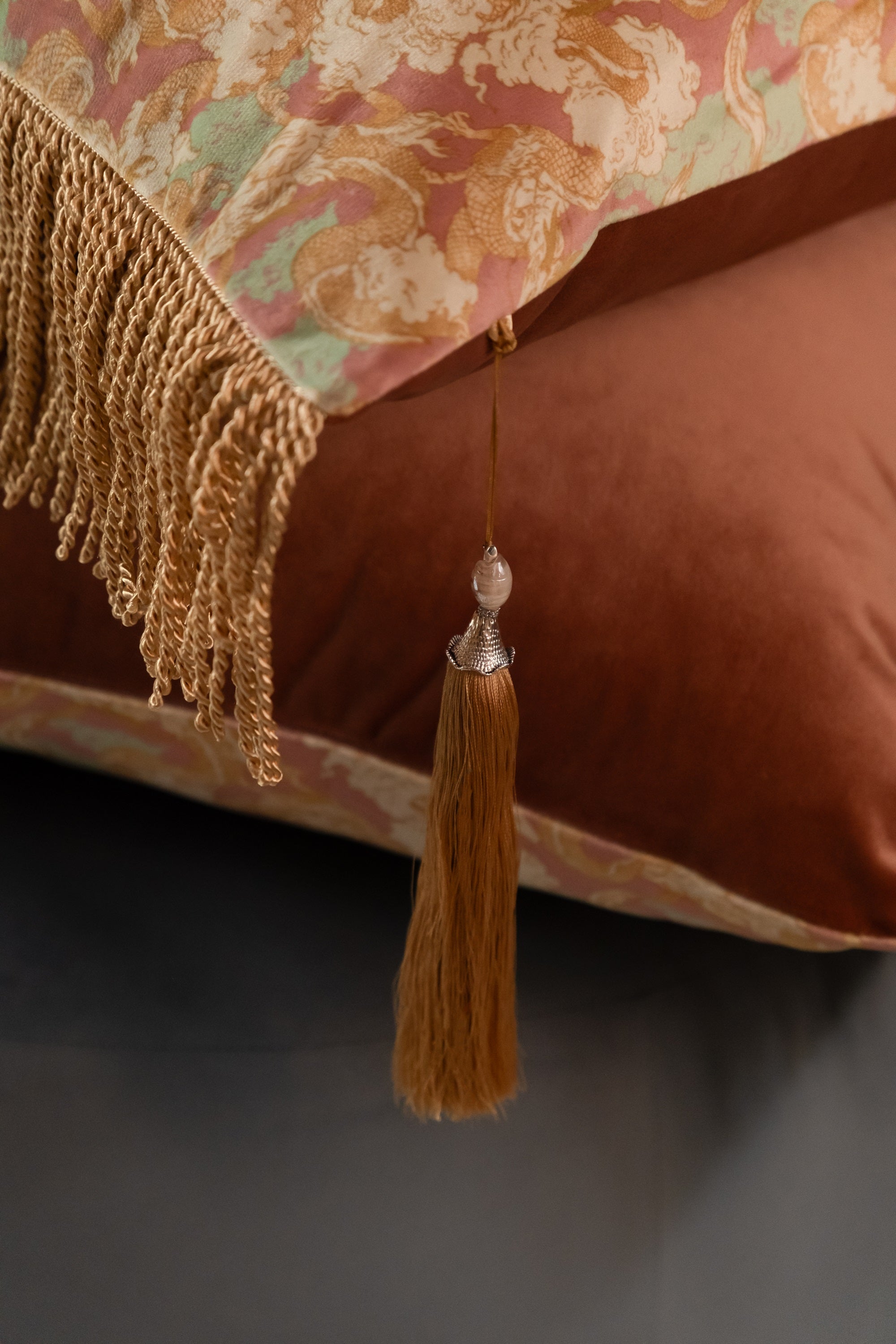 velvet cushion with tassels