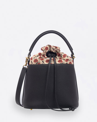 Dancing Poppies Bucket Bag Black