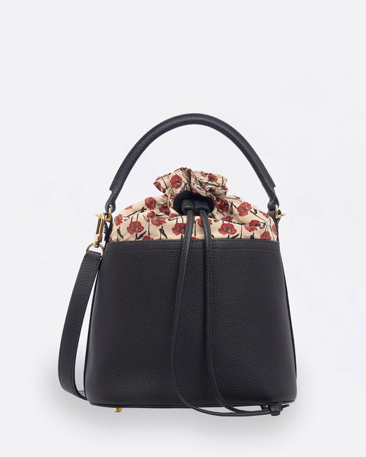 Dancing Poppies Bucket Bag Black
