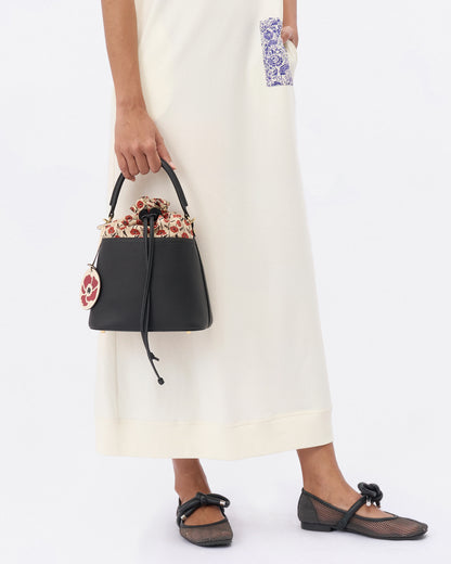 Dancing Poppies Bucket Bag Black