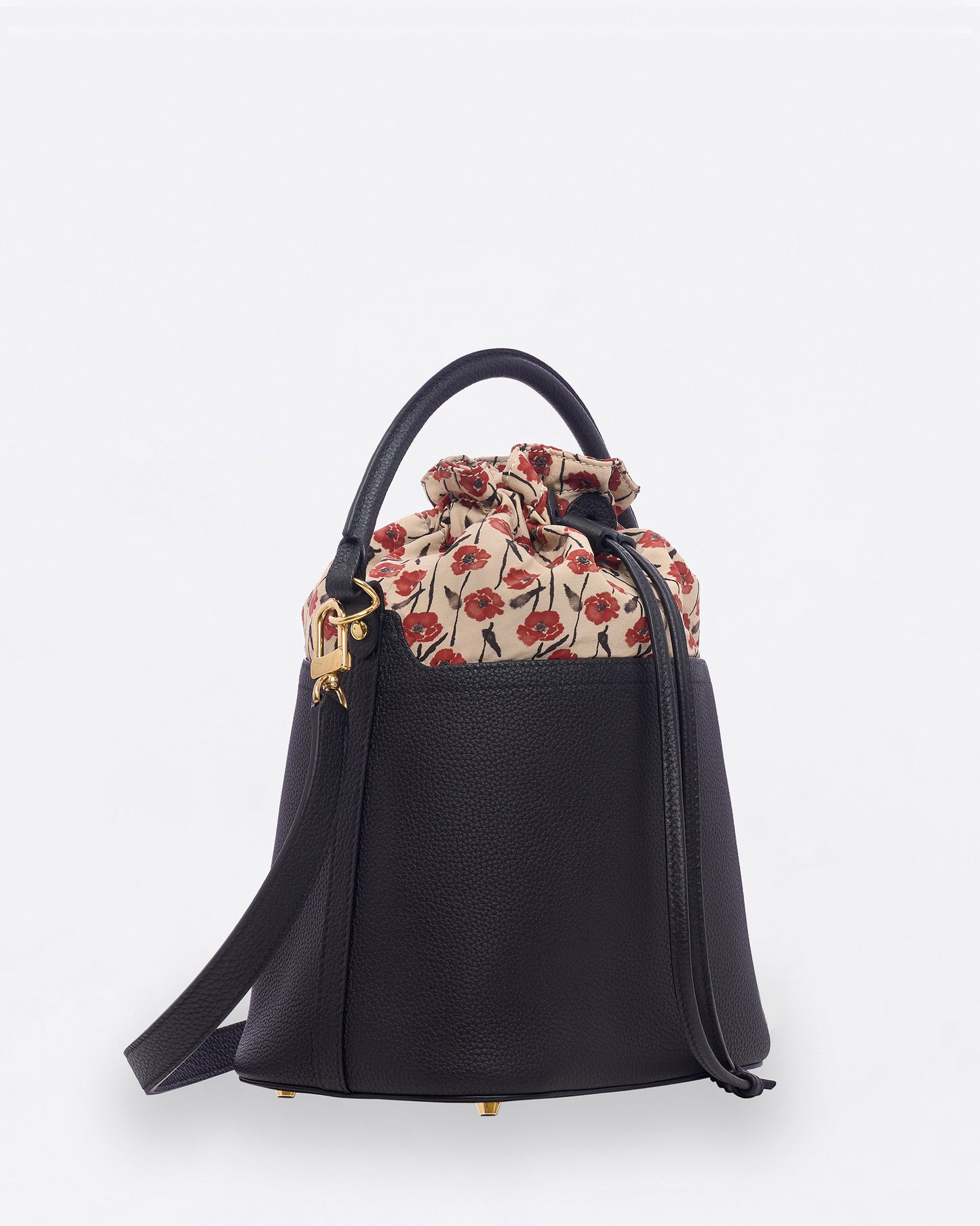 Dancing Poppies Bucket Bag Black