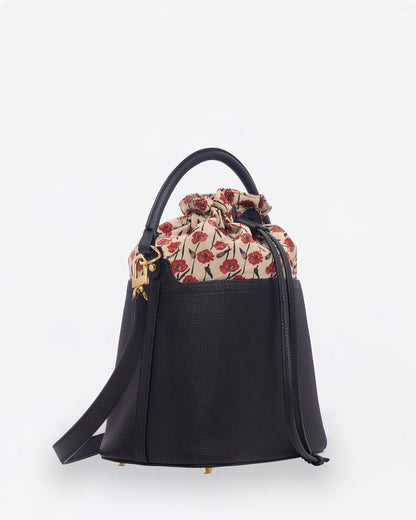 Dancing Poppies Bucket Bag Black