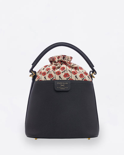 Dancing Poppies Bucket Bag Black