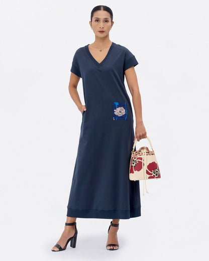 Dancing Poppies Marquetry Bucket Bag Ivory