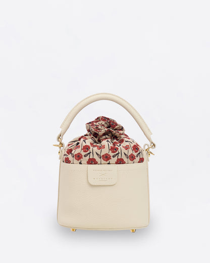 Dancing Poppies Marquetry Mini Bucket Bag Ivory