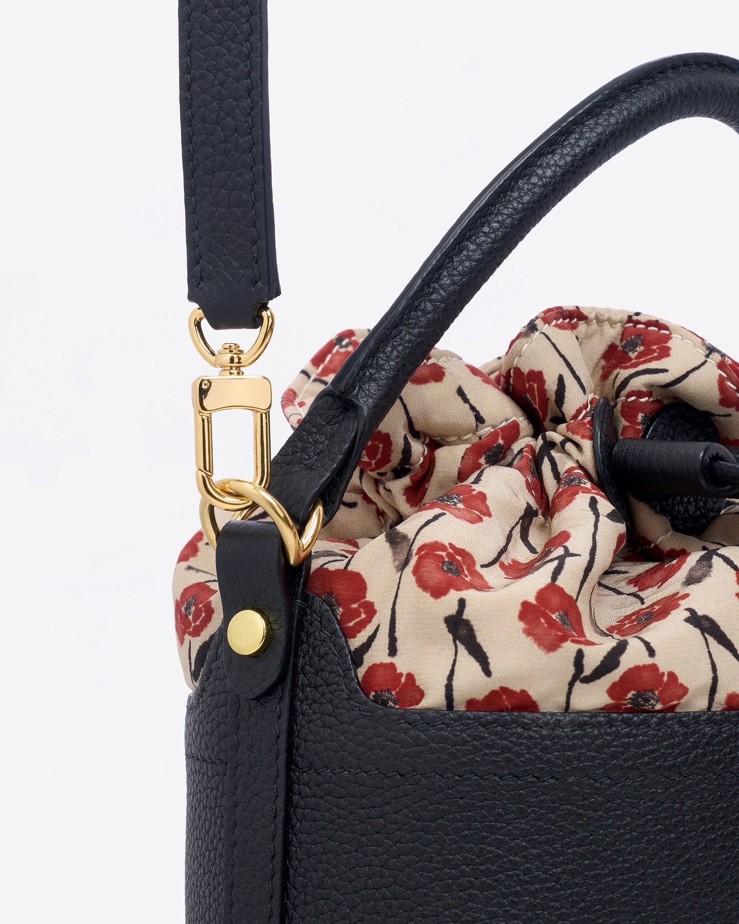 Dancing Poppies Mini Bucket Bag Black