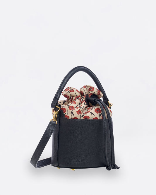 Dancing Poppies Mini Bucket Bag Black