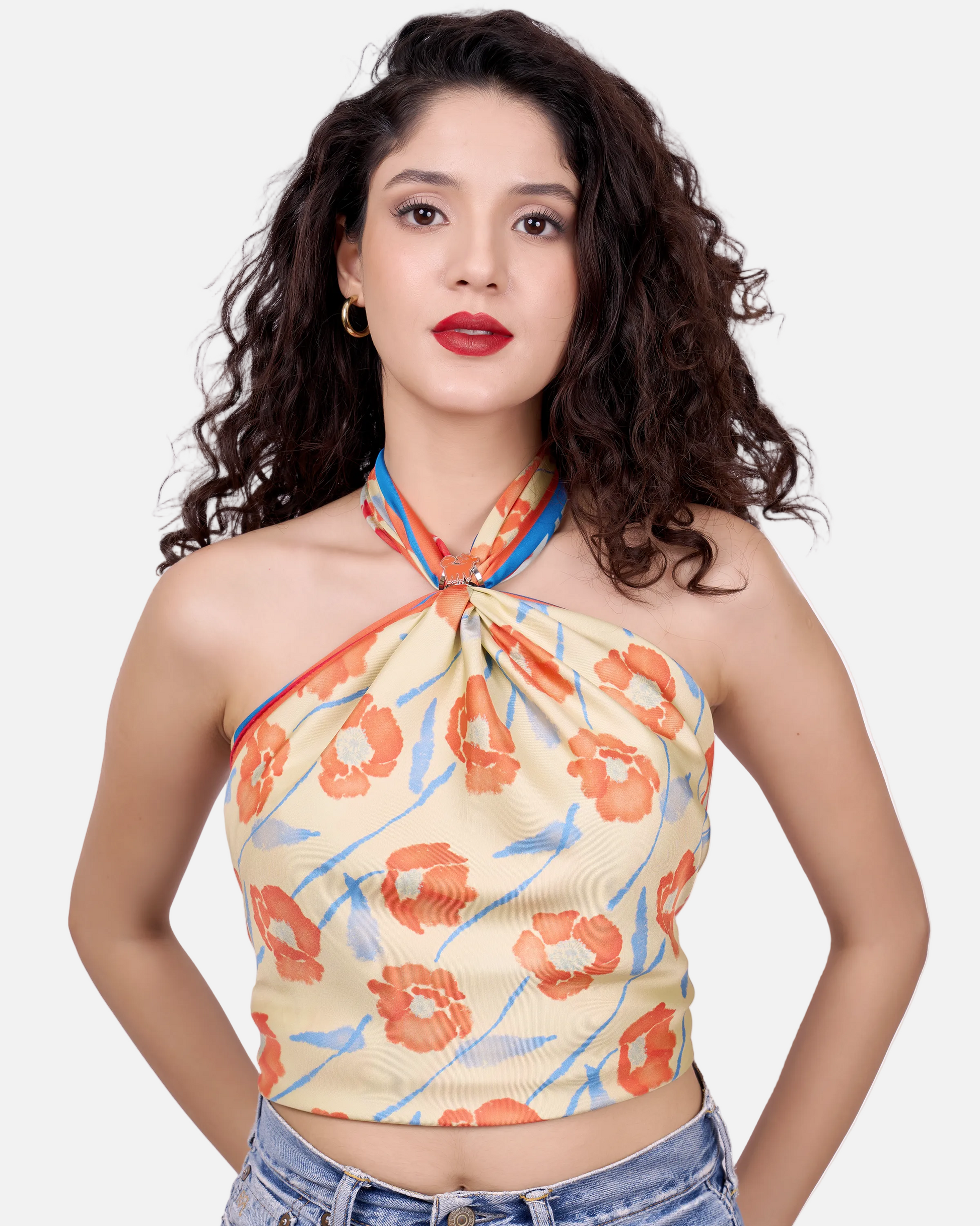 Dancing Poppies Summer Mist double-sided 100cm silk scarf with hand-drawn poppy floral print — Studio Qiling luxury wearable art scarf Singapore