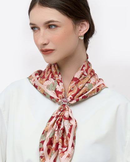 Dragon Scarlet Indigo Double Side Silk Scarf 65