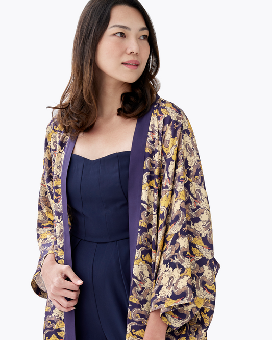 Dragon Golden Eclipse Silk Blend Kimono