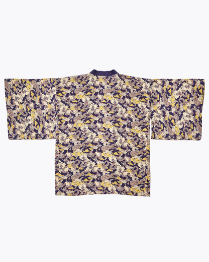 Dragon Golden Eclipse silk blend kimono laid flat — Studio Qiling hand-drawn dragon print luxury kimono jacket Singapore