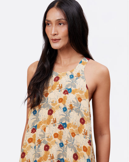 Elephant Woods reversible silk blend maxi dress with hand-drawn elephant print — Studio Qiling luxury wearable art dress Singapore