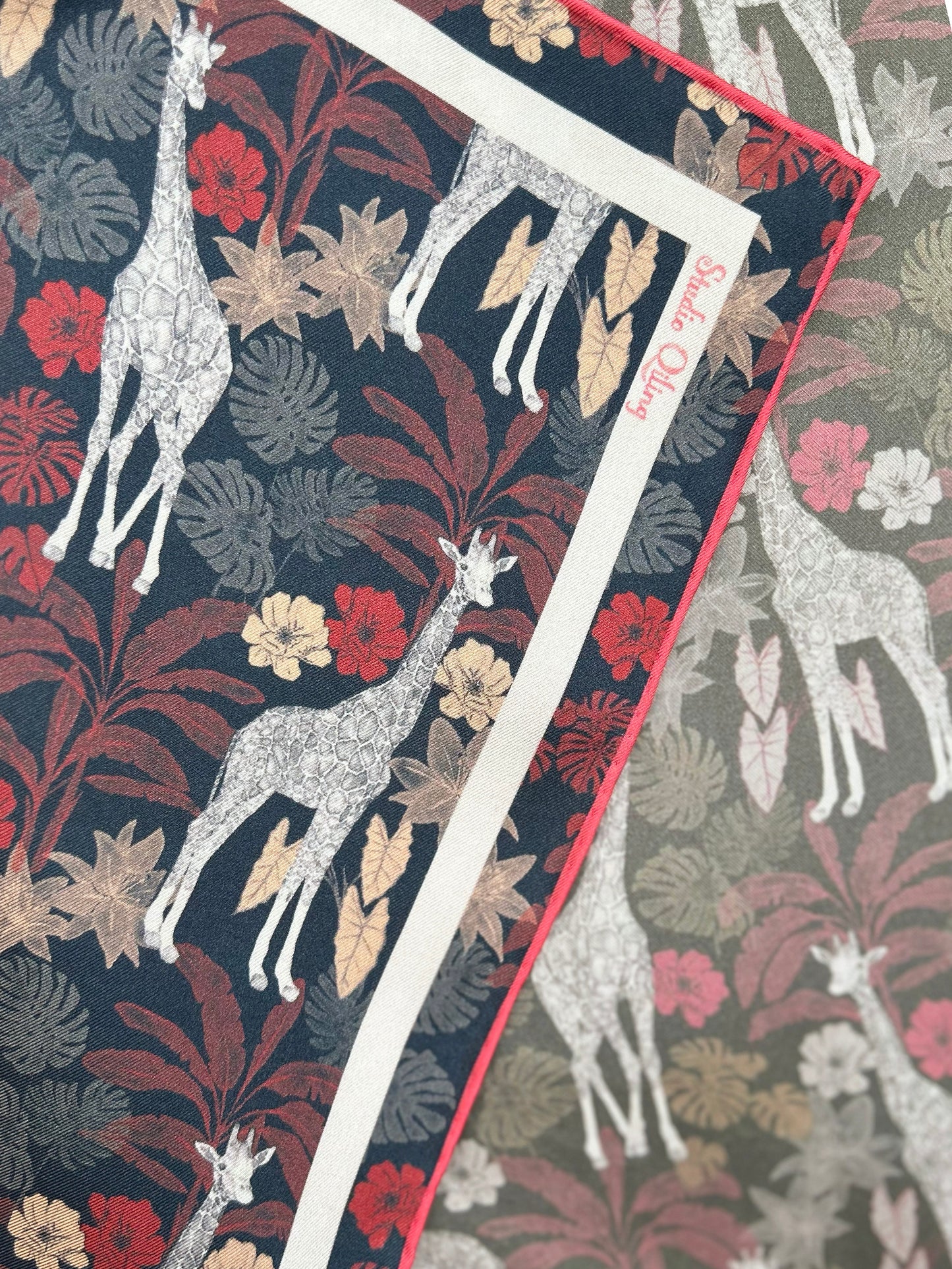 Giraffe Safari Double Side Silk Scarf 100