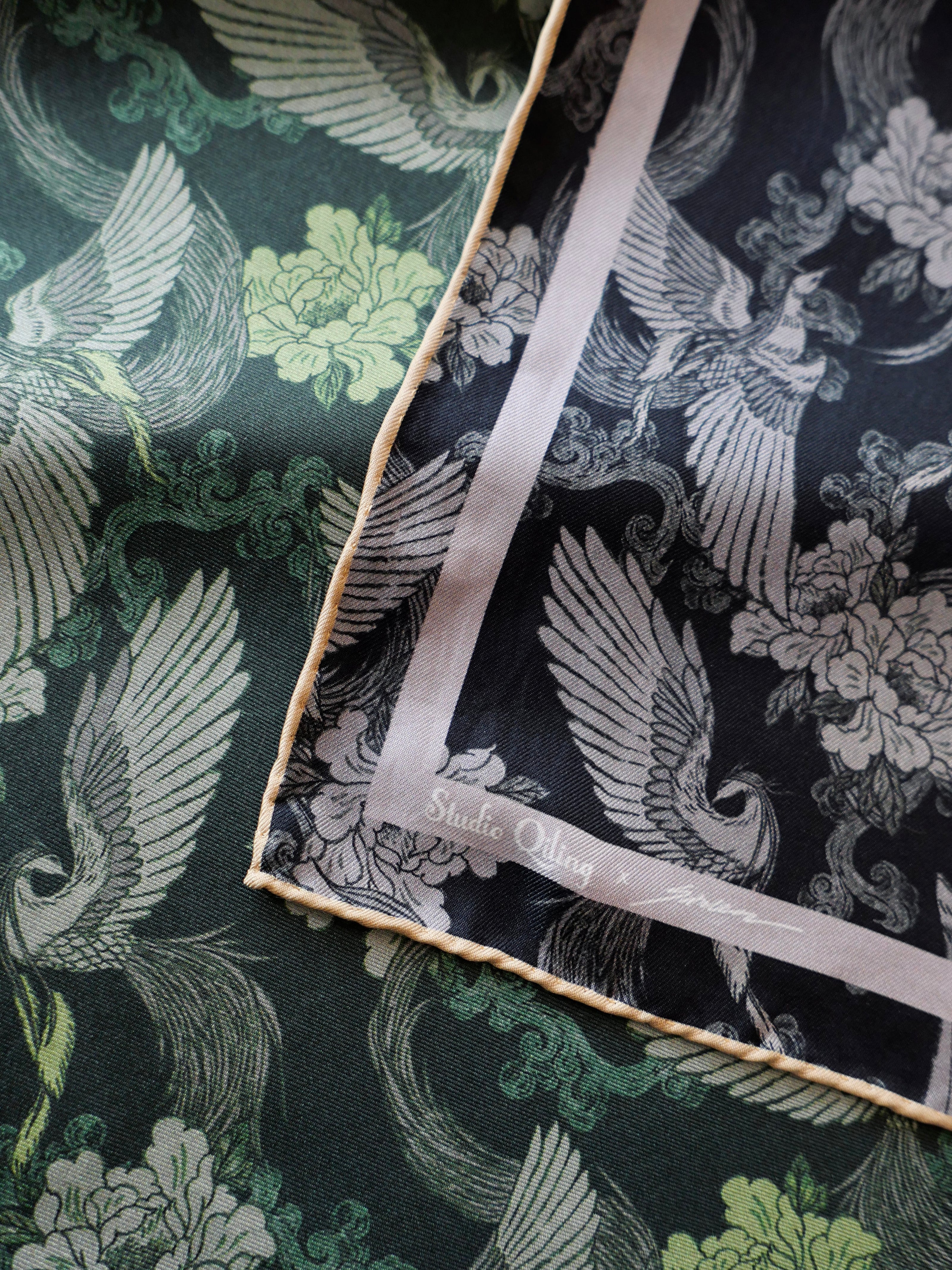 Phoenix Night Jade Double Side Silk Scarf