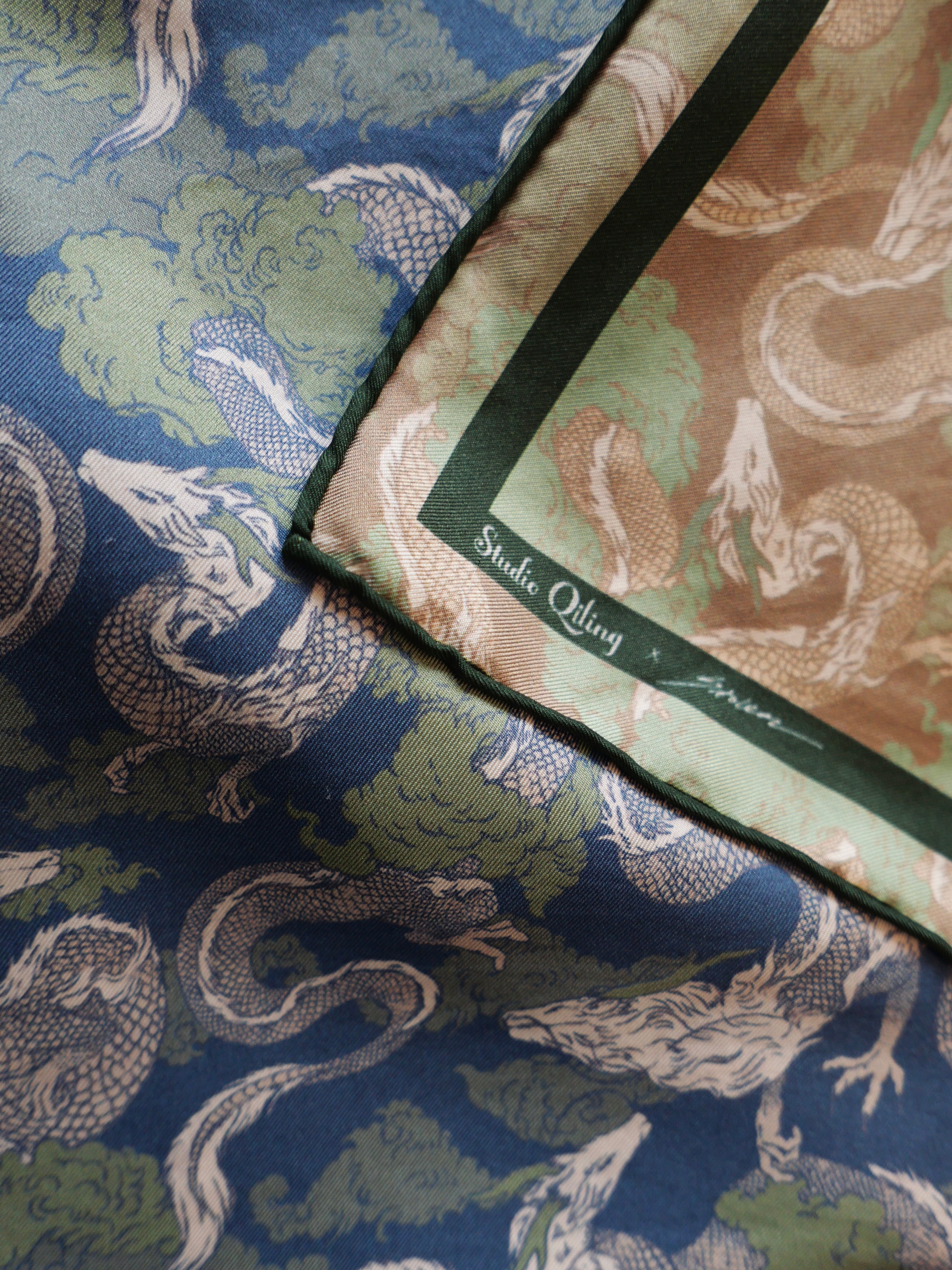 Studio Qiling x Stolen Dragon Blue Jade Silk Scarf