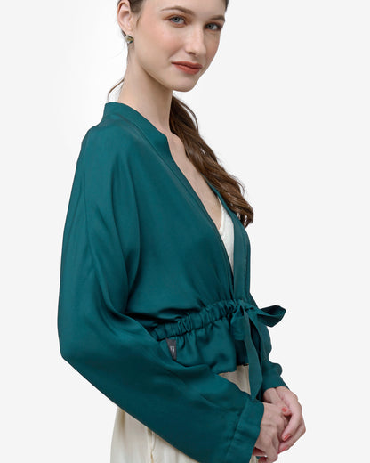 Kitsune Teal Desert Reversible Cropped Kimono