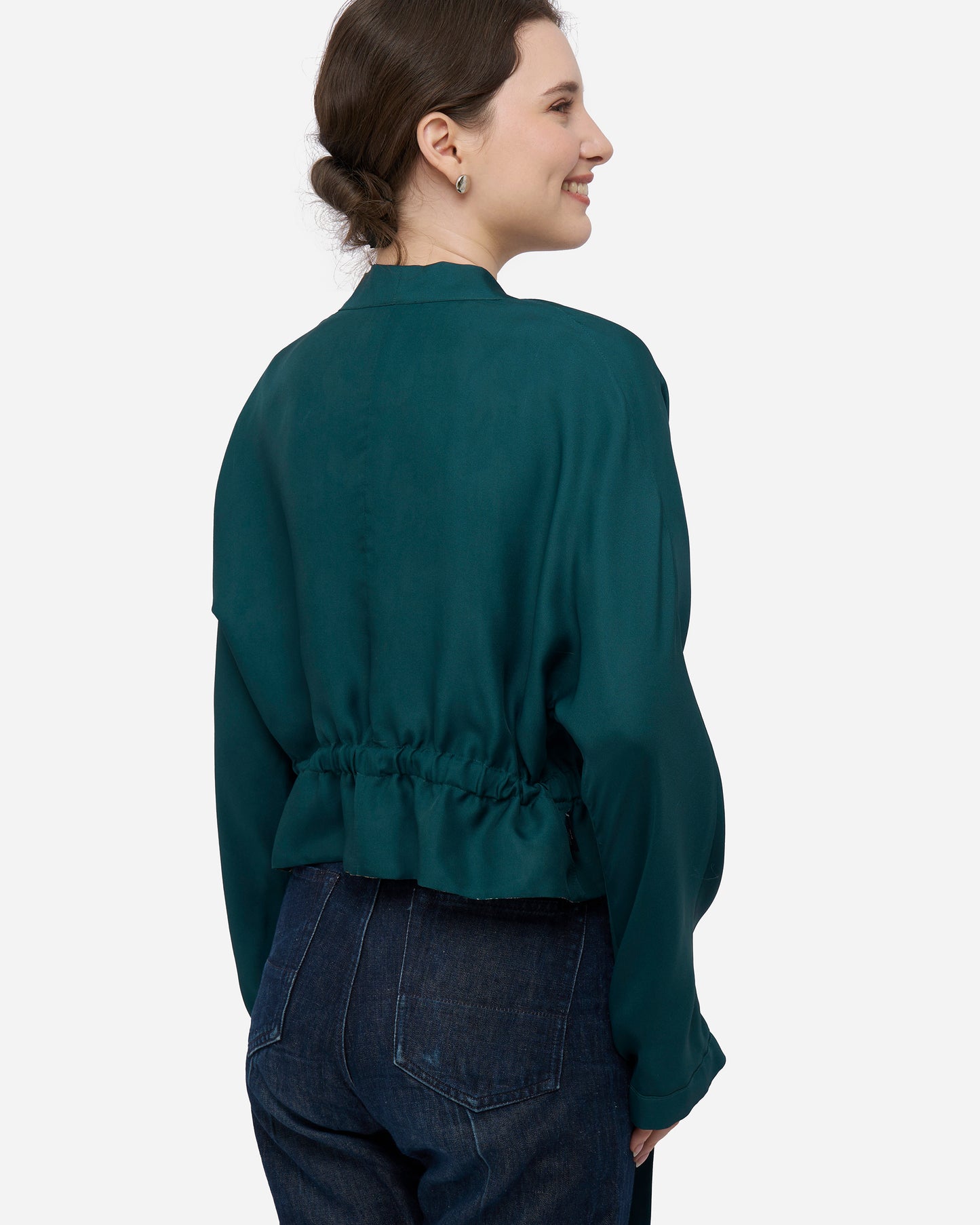 Kitsune Teal Desert Reversible Cropped Kimono