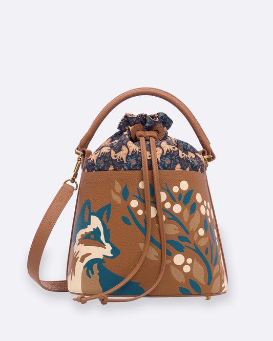 Kitsune Marquetry Bucket Bag Brown