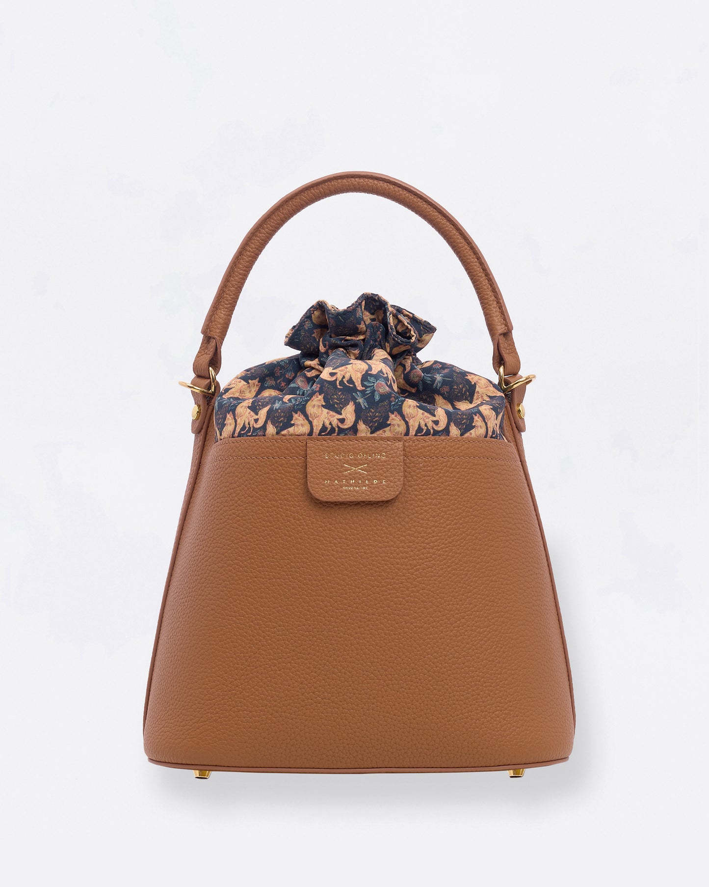 Kitsune Marquetry Bucket Bag Brown