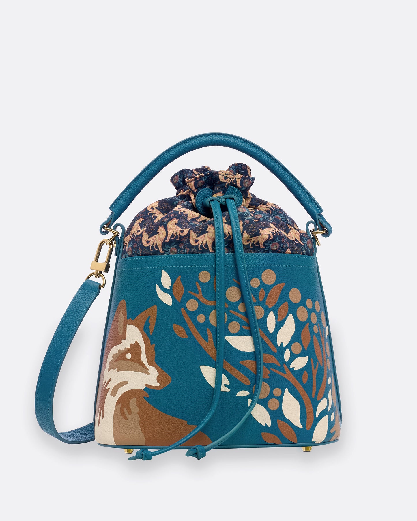 Kitsune Marquetry Bucket Bag Teal