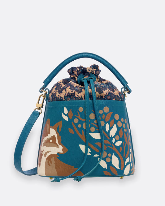 Kitsune Marquetry Bucket Bag Teal