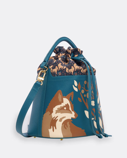 Kitsune Marquetry Bucket Bag Teal