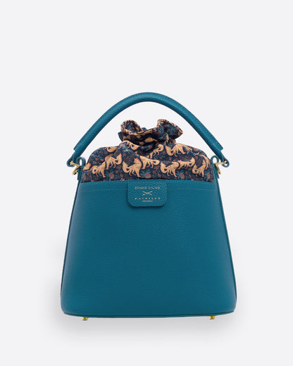 Kitsune Marquetry Bucket Bag Teal