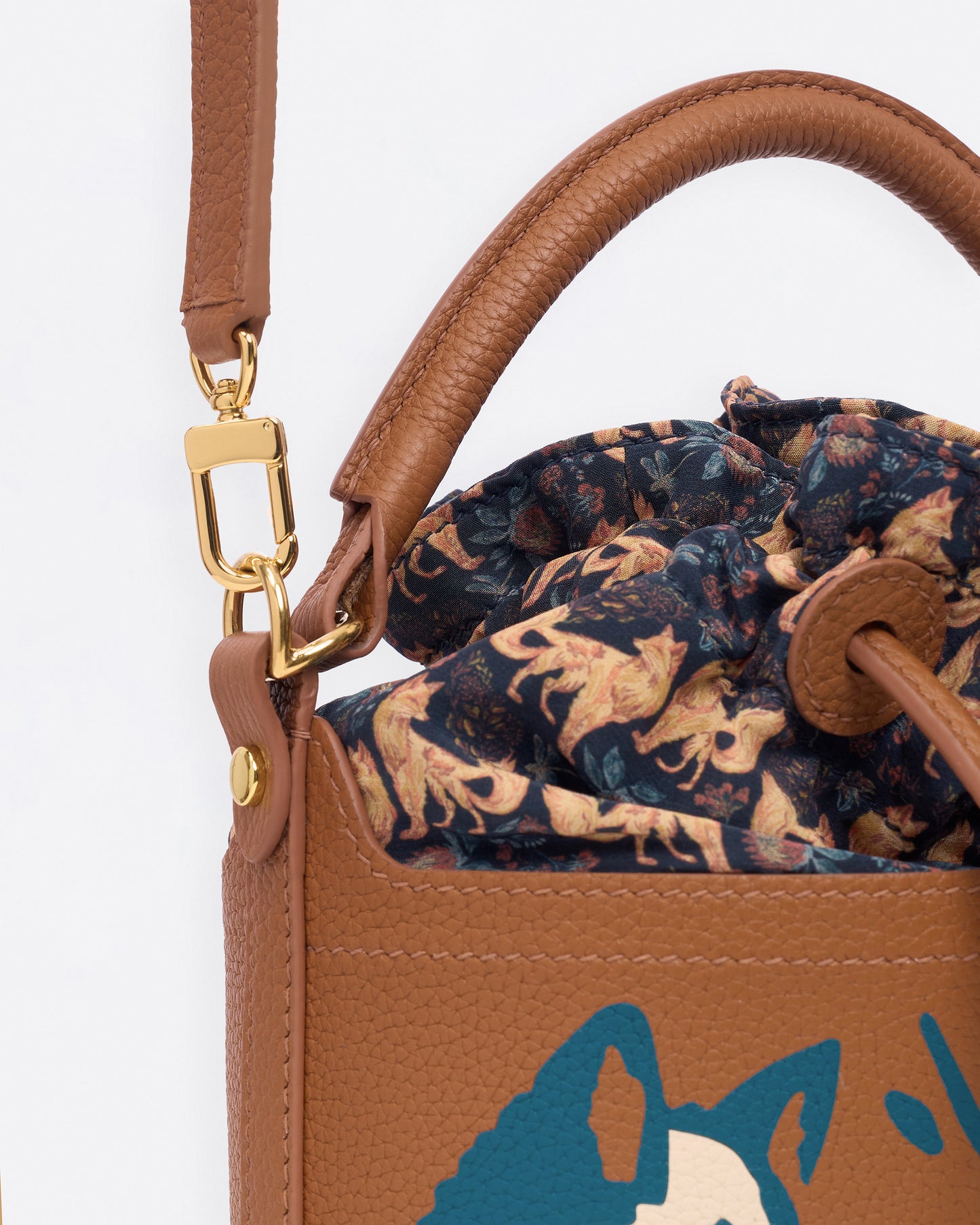 Kitsune Marquetry Mini Bucket Bag Brown